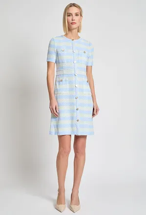 Misook Bold Plaid Tweed Knit Sheath Dress - Modern Fit