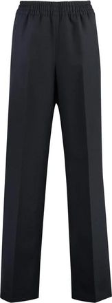 Golden Goose Broek met hoge taille en elastiek - Dames - Straight fit broeken - Blauw - L - Wol - Broeken
