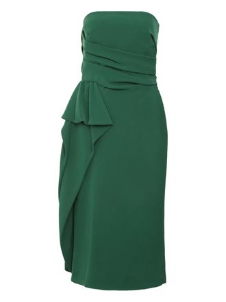 Max Mara Acceso ruffle-details midi dress - women - Polyester/Triacetate - 46 - Green