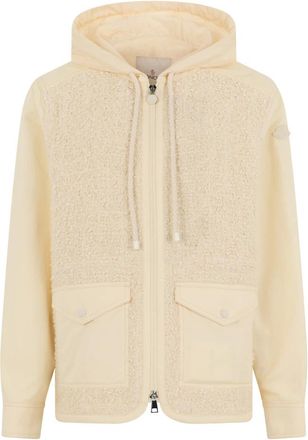 Moncler Erable Boucl&eacute; Hooded Jacket - Heren - Vesten met rits - Beige - XL - Katoen - Hoodies & sweatvesten