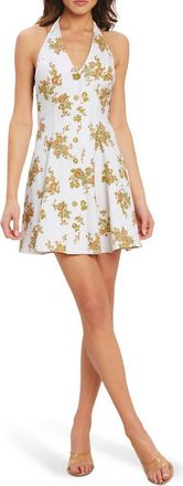 Flying Tomato Print Twill Halter Minidress in Ivory at Nordstrom Rack, Size Medium