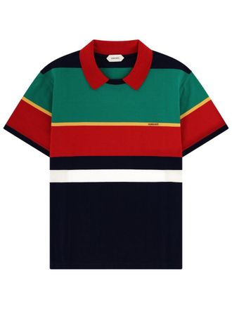 Versace Multicolor Horizontal Stripes Polo Shirt