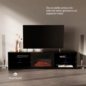 Blumfeldt Blumfeldt Perth Mueble Tv Bajo Mediano Chimenea El&eacute;ctrica, 160 X 40 X 30 Cm, Led
