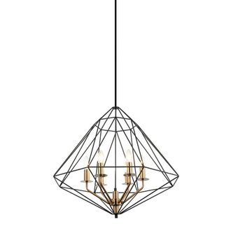 Netlighting Industrial Hanging Pendant Black Gold 6 Light Black Shade E14 Dimmable