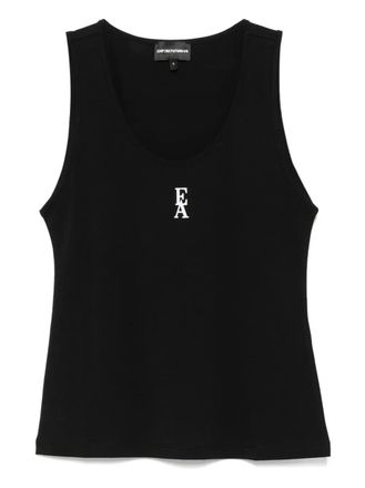 Emporio Armani logo-print tank top - women - Organic Cotton/Elastane - S - Black