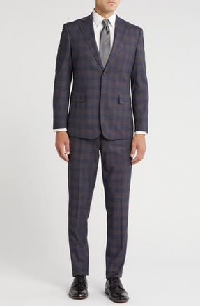 English Laundry Plaid Trim Fit Notch Lapel Two-Piece Suit in Brown at Nordstrom Rack, Size 40Regular