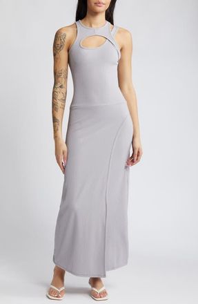 Asos Cutout Sleeveless Rib Dress in Grey at Nordstrom, Size 10 Us