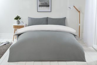 TJ Hughes Lyla Reversible Duvet Set in Grey/White - TJ Hughes White