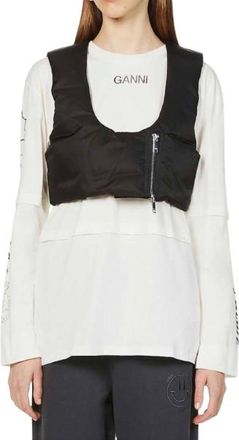 Ganni Cropped Black Zip Front Vest Size S