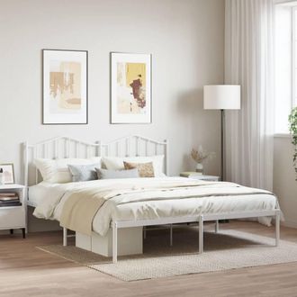 Berkfield Home Metal Bed Frame with Headboard White 180x200 cm Super King