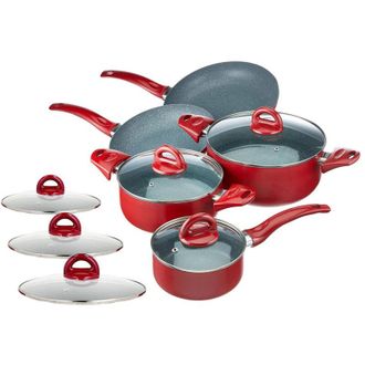 Tognana Set Batteria 8 Pezzi Rock In Alluminio Antiaderente Rossa