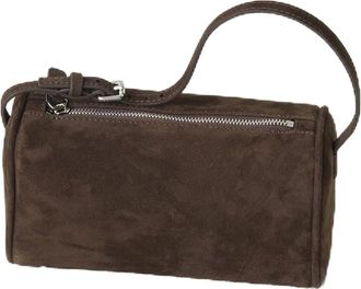 Generic Compatible For Mini Suede Handbag Real Leather Square Pen Container Bag Women(Coffee)