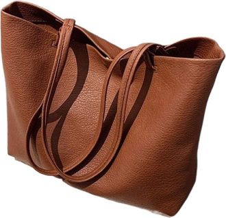 Generic Compatible For Handbag, Large Capacity, Messenger Bag, Tote, Soft Leather(Light brown)