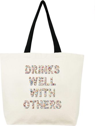 Fallon & Royce Womens Confetti Bead Beach Tote Bag In Drinks Well With Others