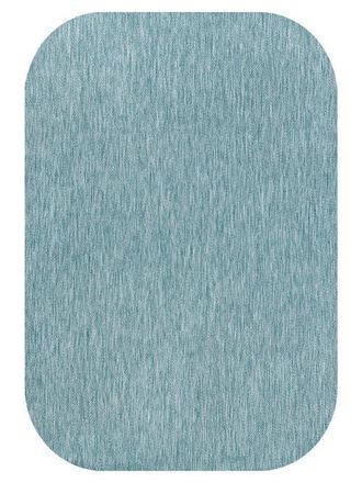 Jonathan Y Designs Miles Modern Minimalist Radius Corner Solid Indoor/Outdoor Shaped Area Rug in Turquoise at Nordstrom, Size 8Ft 0In X 10Ft 0In