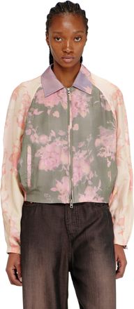 Diesel Floral bomber jacket in crinkled acetate - Jackets - Woman - Multicolor