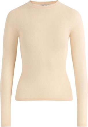 Anine Bing Tiana Sweater - Dames - Ronde hals truien - Beige - M - Katoen - Truien & Vesten