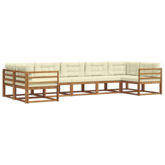 vidaXL Conjunto De Sof&aacute;s De Exterior Con Coj&iacute;n 7 Pcs Natural Y Crema Vidaxl