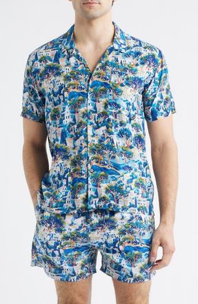 Boardies Print Camp Shirt in Blue at Nordstrom, Size Xx-Large