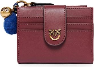 Pinko Leren Kaarthouder met Bedeltje - Dames - Portefeuilles - Rood - ONE Size - Leer - Accessoires