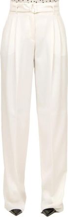 Max Mara Zwarte Fluid Cady Broek - Dames - Wijde Broeken - Beige - M - Polyester - Broeken