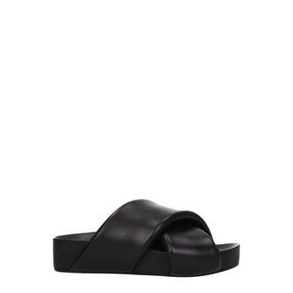 Jil Sander Black Leather Womens Slippers