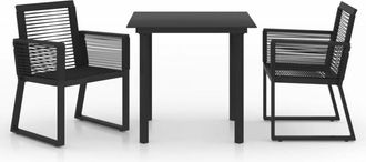 vidaXL Juego De Comedor De Jard&iacute;n 3 Piezas Rat&aacute;n Pvc Negro Vidaxl