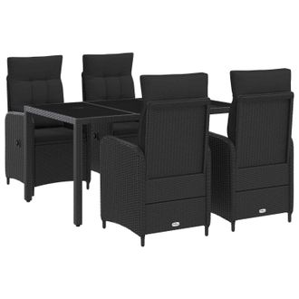 vidaXL Juego De Comedor Para Exteriores 5 Pcs Negro 150 X 90 X 75 Cm Vidaxl