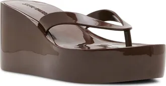 Steve Madden Jella Platform Wedge Flip Flop in Dark Brown at Nordstrom, Size 8
