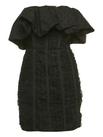 Self Portrait flocked strapless mini dress - Black