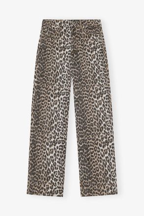 Ganni Mixed Izey Jeans in Leopard Print - Size 24 Organic Cotton