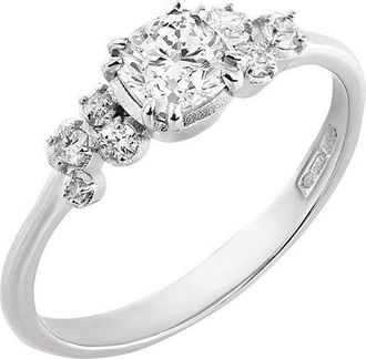 Dower & Hall 18k 5mm Cushion Diamond Stargazer Ring