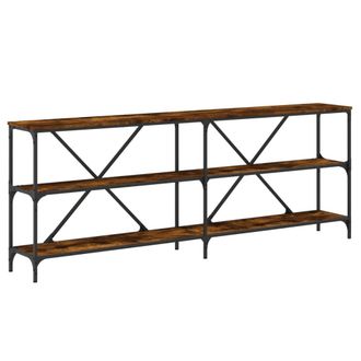 vidaXL Vidaxl - Mesa Consola Hierro Madera Ingenier&iacute;a Roble Ahumado 200x30x75cm
