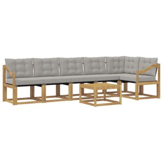 vidaXL Conjunto De Sof&aacute;s De Exterior 7 Pcs Blanco Y Gris Claro Vidaxl