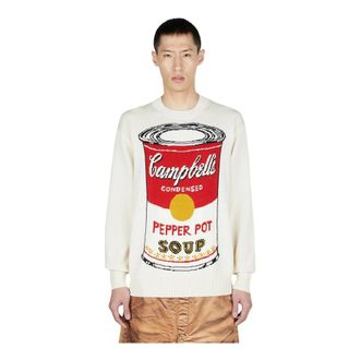 Junya Watanabe Round-neck Knitwear, male, White, Size: M Soup Andy Warhol Sweater