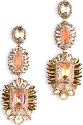 Deepa Gurnani Klara Beaded Crystal Drop Earrings in Peach at Nordstrom