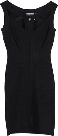 Hérve Léger Front Zipped Mini Dress in Black Rayon