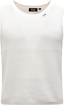 GCDS Canotta Open Knit Tank Top - Heren - Tops zonder mouwen - Wit - S - Tops