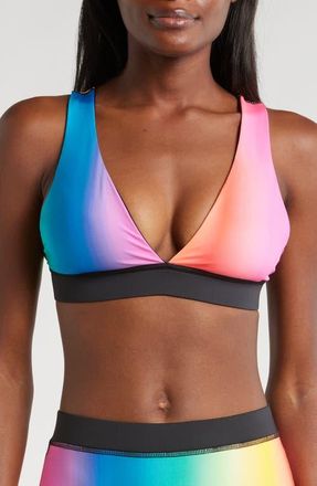TomboyX Reversible Plunge Bikini Top in Melting Rainbow at Nordstrom, Size X-Small