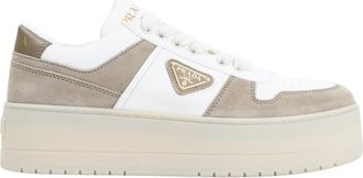 Prada Downtown Bold Sneakers - Dames - Sneakers - Beige - 39 EU - Katoen - Schoenen