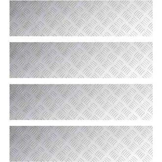 vidaXL Checker Plates 4 pcs Silver 100 x 25 cm Aluminium Vidaxl
