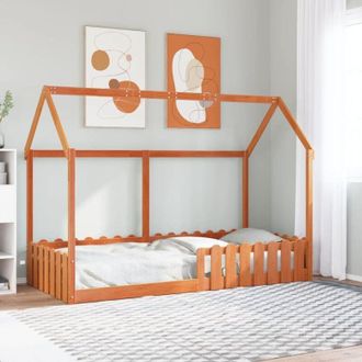 vidaXL Vidaxl - Cama Con Forma De Casa De Ni&ntilde;os Madera Maciza Marr&oacute;n 90x200 Cm