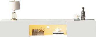 STILVORA Mueble De Tv De Pared Con 2 Puertas Y 1 Hueco Abierto Y Led, Blanco Brillo, Para Tv Hasta 70 Pulgadas, 160&times;31&times;22 Cm