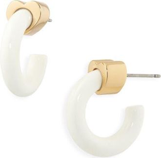 Kate Spade New York geo pop huggie hoop earrings in White at Nordstrom