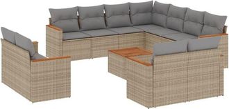 vidaXL Set De Sof&aacute;s De Jard&iacute;n 12 Pzas Y Cojines Rat&aacute;n Sint&eacute;tico Marr&oacute;n Vidaxl