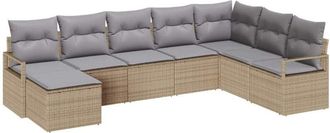 vidaXL Sofa Set with Cushion 8 pcs Beige and Light Grey Poly Rattan vidaXL