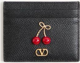 Valentino Garavani Cherryfic Grainy Calfskin Cardholder Woman BLACK UNI
