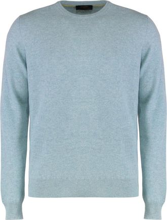 Moorer Orvieto Trui met Ronde Hals - Heren - Cashmere truien - Blauw - L - Kasjmier - Truien & Vesten