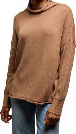 perfectwhitetee Avery Mock Neck Sweater In Mocha