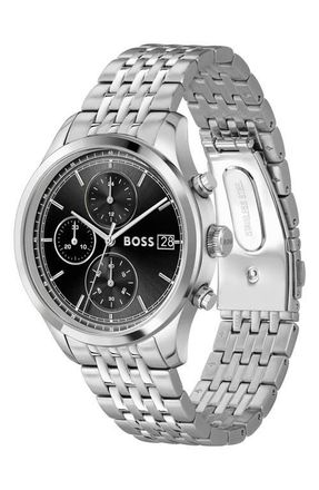 BOSS Stratus Chronograph Bracelet Watch, 41mm in Black at Nordstrom